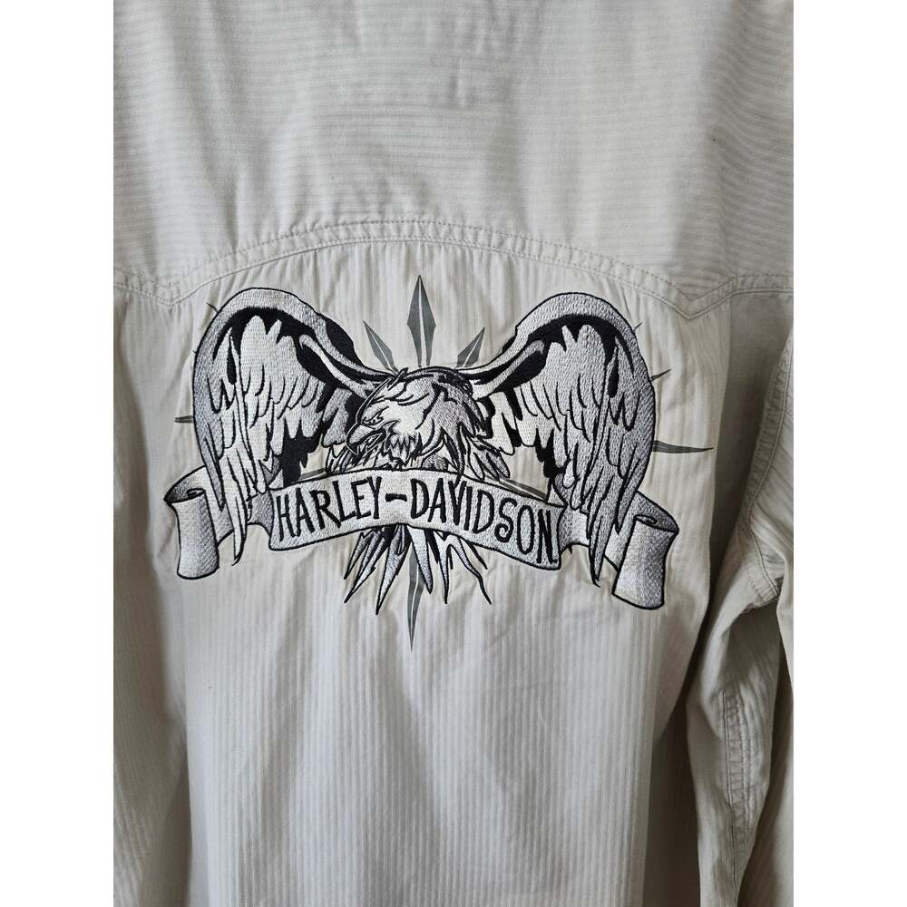 Vtg Harley Davidson Button Up Graphic Back Short Sleeve Patch Sleeve Size M